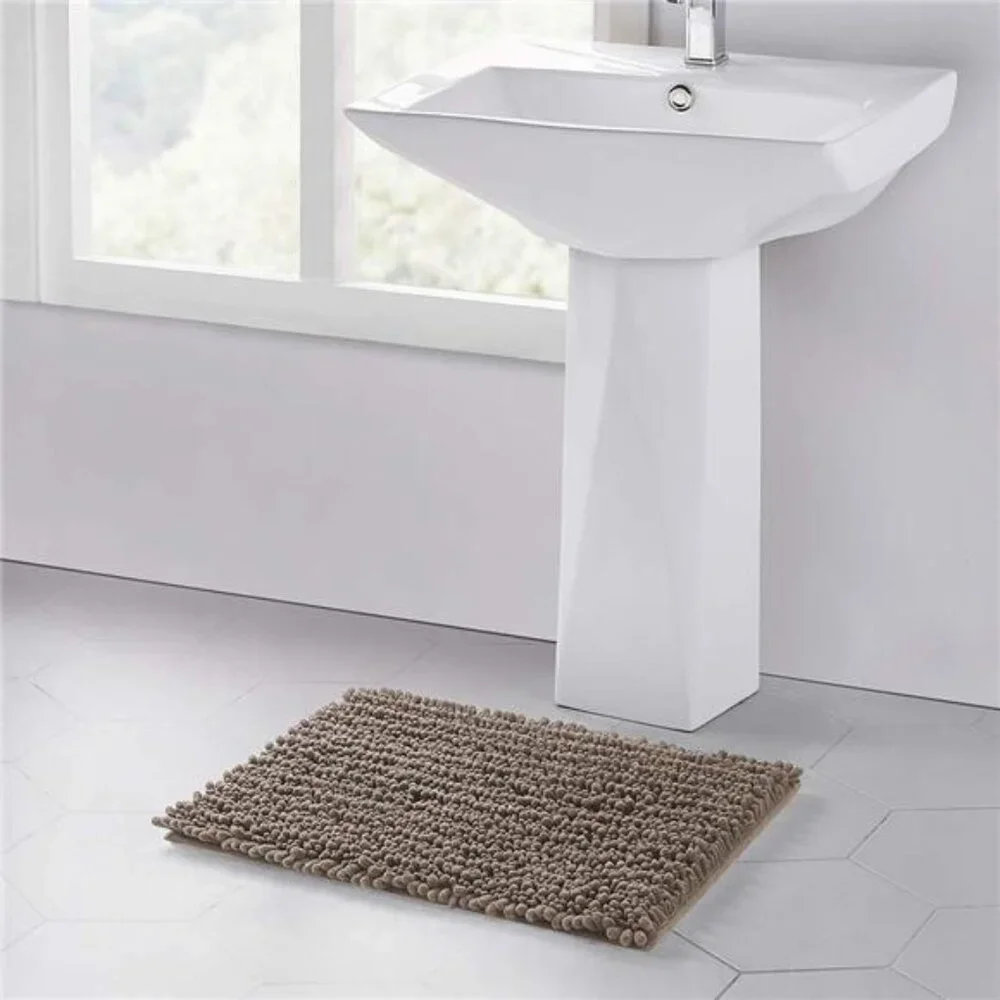 Bathroom Rug Non Slip Bath Mat (24x17 Inch Taupe) Water Absorbent